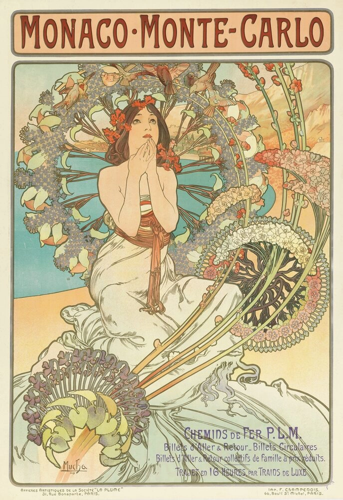 摩纳哥蒙特卡洛旅行海报，1897年